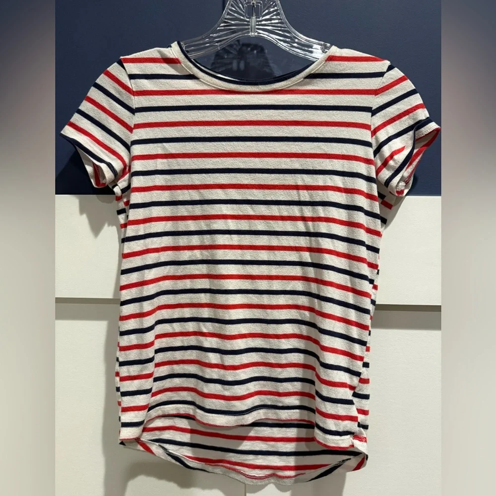 Old Navy Red and Blue Striped Short Sleeve Tee Size L Girls